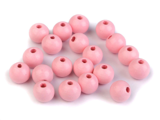 Dřevěné korálky o10mm 20g sv.růžová
