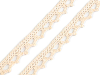 Bavlněná krajka paličkovaná š11mm 1m sv.režná