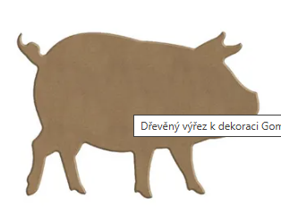 Dřevěný výřez z MDF 14x10cm prasátko 1ks