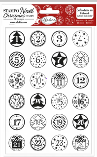 Čísla adventní - gumová razítka na pěnovce 24ks