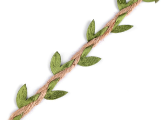 Prýmek juta s listy š25mm 1m 