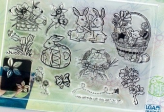 Sada gelových razítek + akryl. blok velikonoce 15x11cm