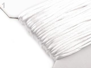 Šňůra saténová o2mm 1m bílá