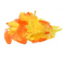 Peří mix oranž/žlutá 3-10cm 10g