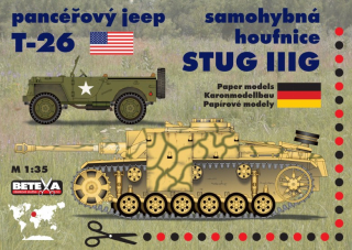 Vystřihovánka Jeep T-26 a houfnice Stug
