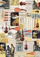 Decoupage papír 50x70cm hudební nástroje
