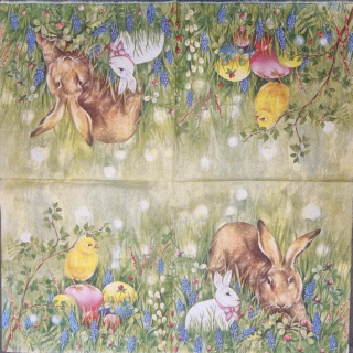 Ubrousek 33x33cm kuře zajíc