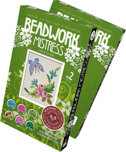 Vyšívací sada s korálky - Motýl a bobule