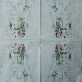 Ubrousek 33x33cm dívka plete Vintage